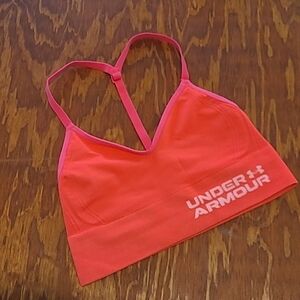 UA Under Armour Sports Bra Seamless Compression Crop Tank Tback Hot Pink Comfy